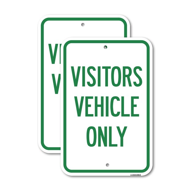 Signmission Reserved Parking Sign Visitor Vehicles Only, 12'' X 18'' 2 Signs, Heavy Gauge Aluminum, 2PK A-1218-2PACK-23013 - main