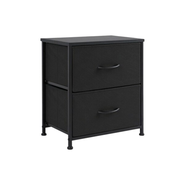 Homeroots 12" Black Fabric Metal And Wood Two Drawer Dresser 635734 - main