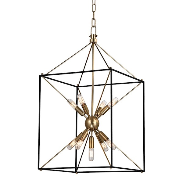 Hudson Valley Lighting Glendale 9 Light Lantern 16.25 In. Aged Brass/Black 8916-AGB - main