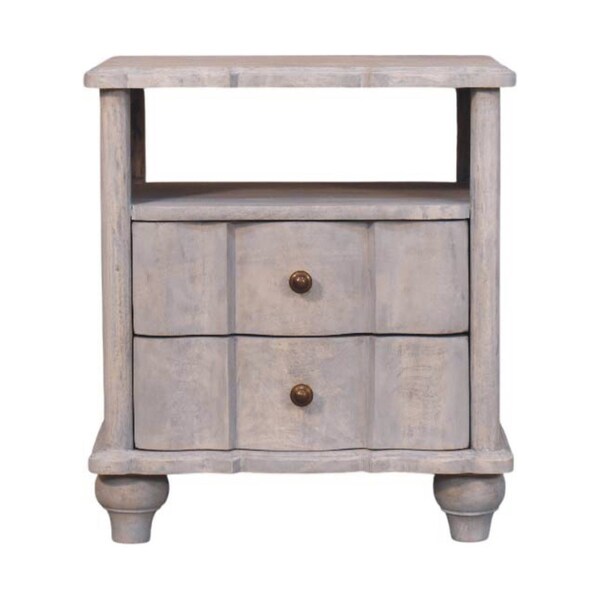 Homeroots 25" Brown Solid Wood Two Drawer Nightstand 719628 - main