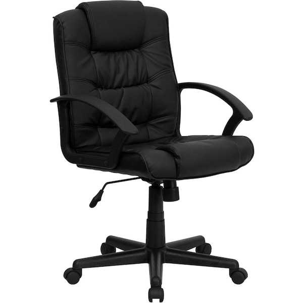 Flash Furniture Metal Contemporary Chair, 18" to 22", Fixed Arms, Black GO-937M-BK-LEA-GG - main