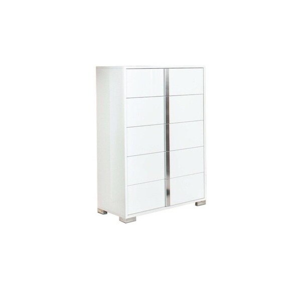Homeroots 33" White Manufactured Wood Five Drawer Chest 473080 - main