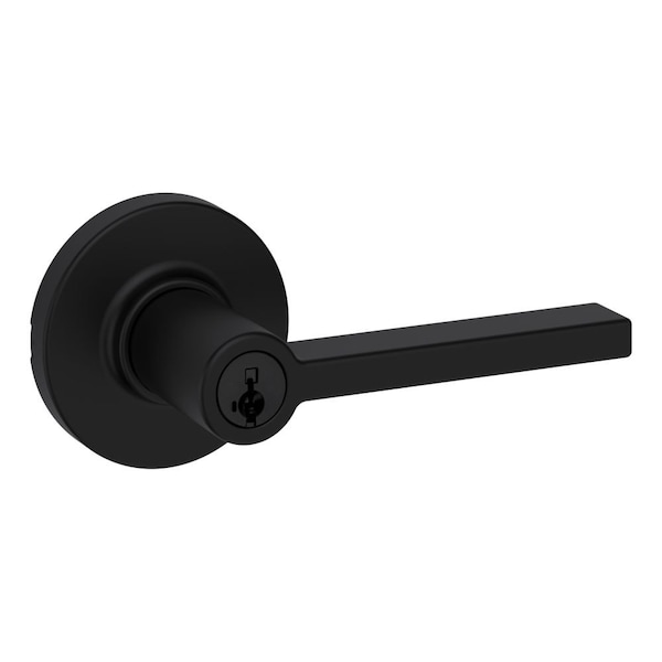 Kwikset Casey Lever with Round Rose Entry Door Lock SmartKey with 6AL Latch and RCS Strike Iron Black Finish 405CSLRDT-514S - main