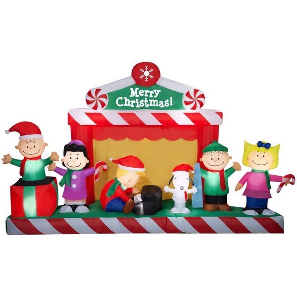 Gemmy Airblown Giant Christmas Inflatable Peanuts Gang Christmas Stage Scene 86 in. Inflatable 882709 - main