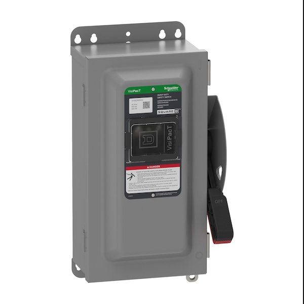 Schneider Electric Safety Switch, Fusible, 3PST, Three Phase, NEMA 12, Indoor, Steel VH362AWKGL - main