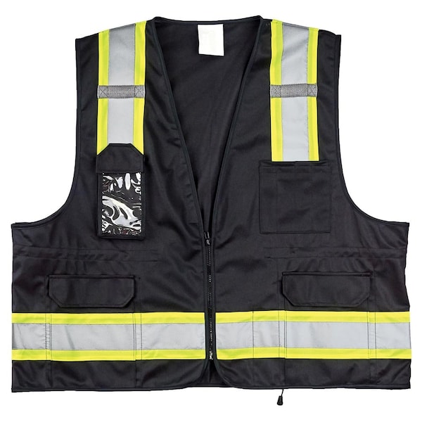 Jj Keller High Visibility Safety Vest with Pockets, Zipper, Reflective Strips, Black, 2XL/3XL 64339 - main