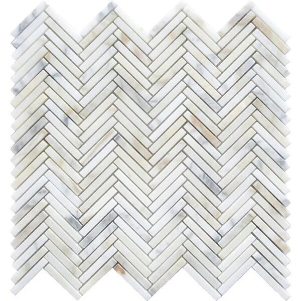 Apollo Tile Serena 11x11 White Gray Calacatta Gold Mosaic Herringbone Wall and Floor Tile (4.2 sq ft/case), 5PK APLTSC88H14A - main