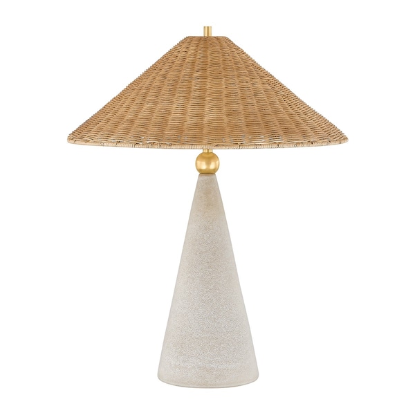 Mitzi Dabito X Perilla 1 Light Table Lamp 22 In. Aged Brass/ Ceramic Windswept White HL968201-AGB/CDW - main