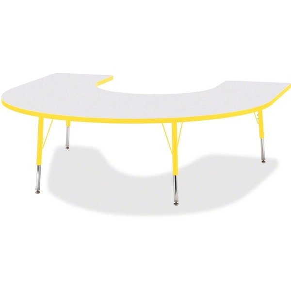 Jonti-Craft Berries Horseshoe Activity Table, 66 in. x 60 in., E-height, Freckled Gray/Yellow/Gray 6445JCE007 - main