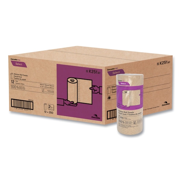 Cascades Pro Select Perforated Roll Paper Towels, 2 Ply, 250 Sheets, 166.6 ft, Natural K251 - main