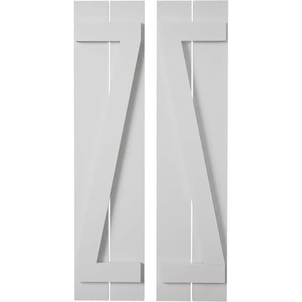 Ekena Millwork Rustic Two Board Spaced Board-n-Batten Smooth Faux Wood Shutters w/Z-Board, 11 1/2W x 60H, PR SHUBSZ11X60SMPR - main