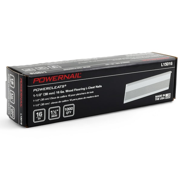 Powernail Collated Flooring Nail, 1-1/2 in L, 16, L-Head Head