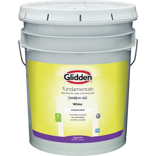 Glidden Fundamentals Grab-N-Go Eggshell Interior Paint Wht 5 Gal. GLFIN50WHT/05 - main