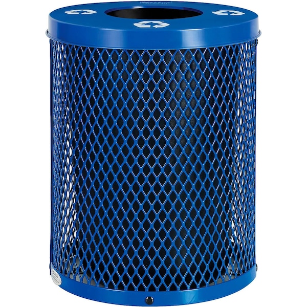 Global Industrial Outdoor Diamond Steel Recycling Trash Can, Flat Lid, 36 Gallon, Blue B3178677 - main