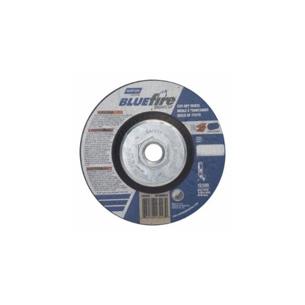 Norton Co Bluefire Type 27 RightCut Cutoff Wheel, 4-1/2in dia, 1/16in Thick, 5/8in -11 Arbor, 36 Grit, 10PK 547-66252843223 - main