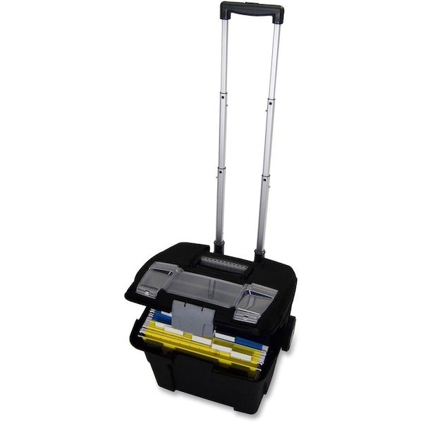 Storex File Box, Plastic, 15 in W, 16 7/8 in D, 14 1/4 in H, Locking Latch Lid Closure, Black STX61507U01C - main