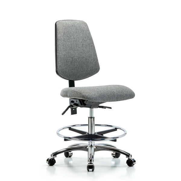 Blue Ridge Ergonomics Fab Med Bench Chair, Bk, CF, Cast, Gry, No Arms, 22" to 29" Height, Gray BR-FMBCH-MB-CR-T1-A0-CF-CC-F44 - main