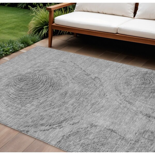 Homeroots 10' X 14' Gray Silver And Charcoal Abstract Washable Indoor Outdoor Area Rug 582799 - main