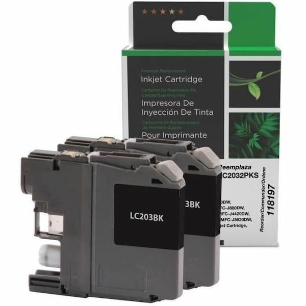 Cig High Yield Black Ink Cartridge for Brother LC203, 2PK 118197 - main