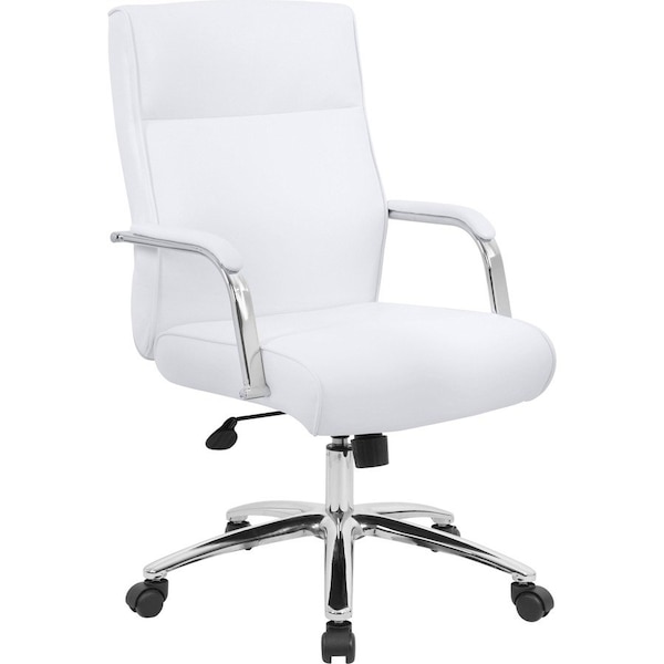 Boss Office Products Boss Modern Executive Vinyl Conference Chair - White B696C-WT - main