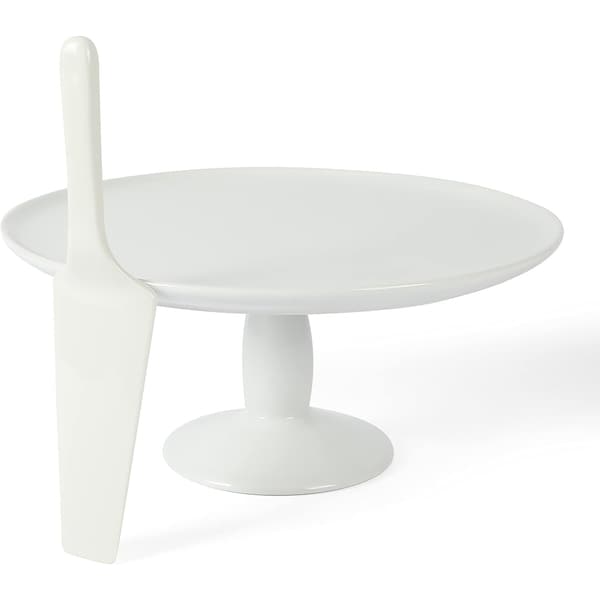 Martha Stewart 12 Inch Fine Ceramic Round Cake Stand With Server in White 750121012M - main