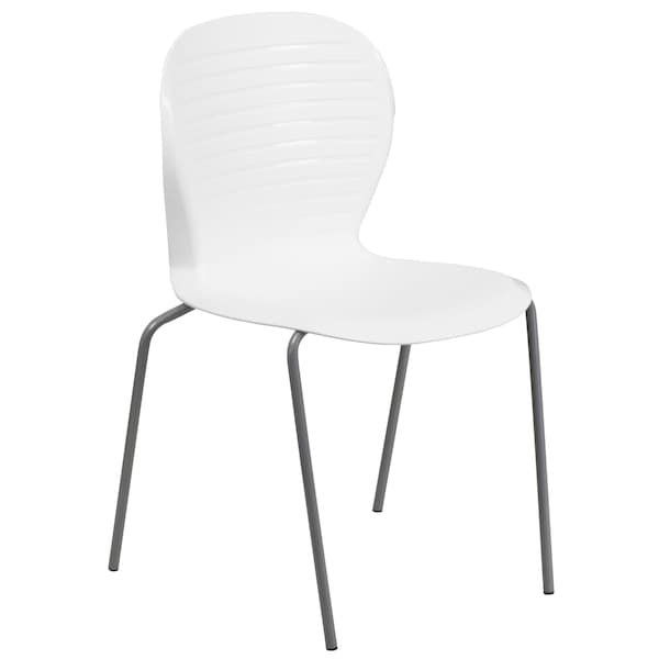 Flash Furniture Stack Chair, Plastic, 551 lb. Capacity, Wht RUT-3-WH-GG - main