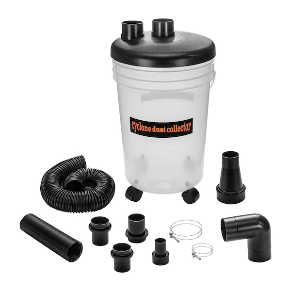Powertec Cyclone Dust Collector and Separator Kit w/Clear 6 Gallon Dust Bucket 70293 - main