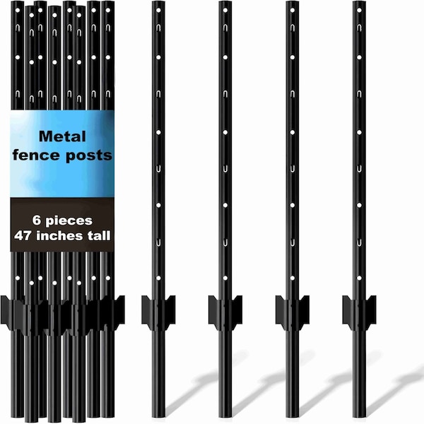 Wrightmaster 1-1/5 in. Dia x 47 in. 9-Gauge Black Heavy-Duty Galvanized Steel Fence U-Post (6-Pack), 6PK ZR-5175P413170 - main