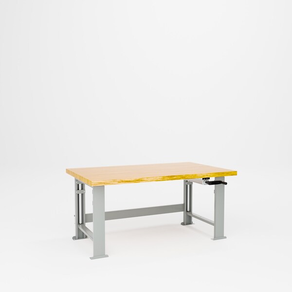 Pucel Hardwood Top Hydraulic Bench, 60 in W x 36 in D x 41 in H, Gray HBW-3660-M12 - main