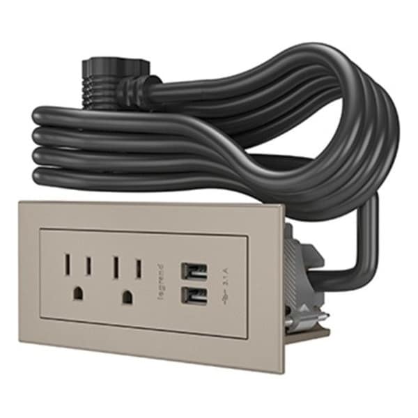 Legrand Outlet Strip, USB, 2 NEMA 5-15P, 5-15P, 6 ft., Nickel RDZNI - main
