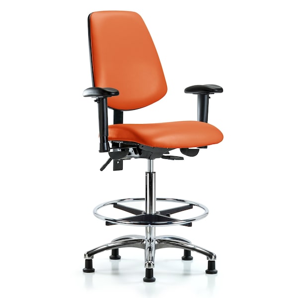 Blue Ridge Ergonomics High Bench Chair Adjustable Arms, 26" to 35-1/2" Height, Vinyl, Orange Kist BR-VHBCH-MB-CR-T0-A1-CF-RG-8613 - main