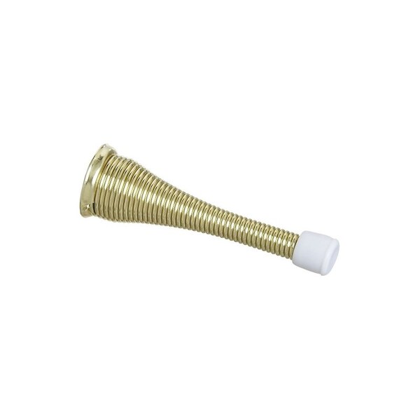 National Hardware Door Stop, 3-43/64 in L, 3 in Projection, Rubber/Steel, Brass, 2PK N184-291 - main