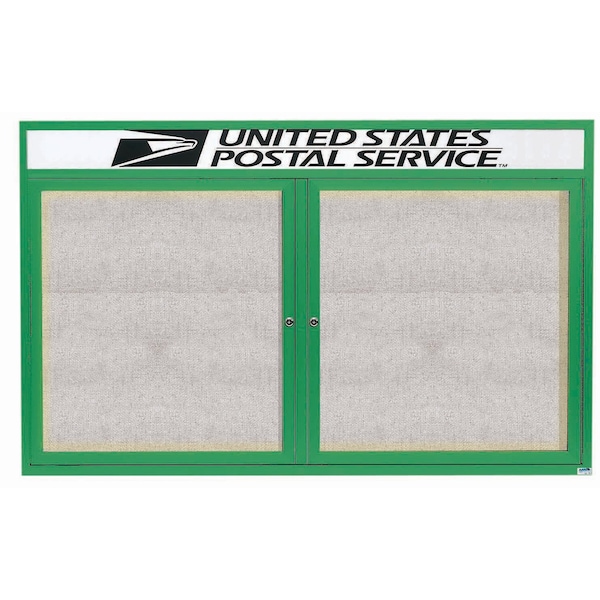 Aarco Illuminated Outdoor Enclosed Bulletin Board w/ Al Frame Header, Powder Coated Green, 36''Hx60''W ODCC3660RHIG - main