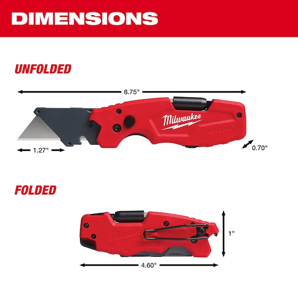 MILWAUKEE FASTBACK™ 6IN1 Folding Utility Knife (48-22-1505) | Zoro