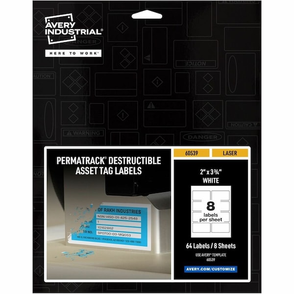Avery PermaTrack Destructible Asset Tag, PK64 60539 - main