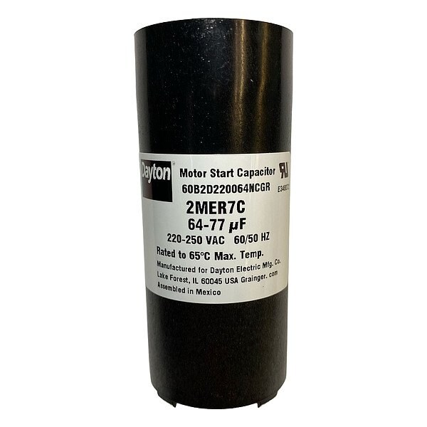 Dayton Motor Start Capacitor, 64-77 MFD, 220-250V 2MER7 - main