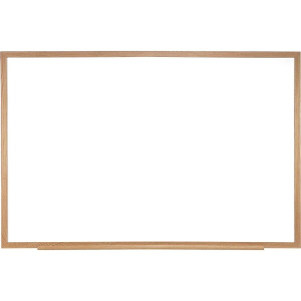 Ghent Dry Erase Board, Porcelain, 48 5/8 in, 72 5/8 in, Wood Frame, White, Matte M1W-46-4 - main