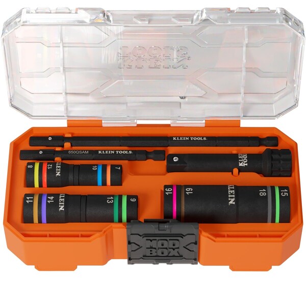 Klein Tools KNECT Quad-12 Heavy-Duty Impact Flip Sockets, SAE and Metric, 6-Piece 653MQS - main