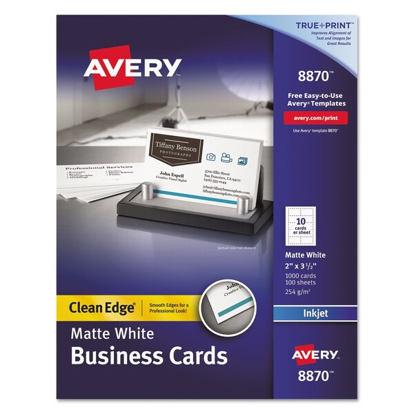 Avery Dennison Business Cards, Inkjet, 2x3.5, PK1000 8870 - main