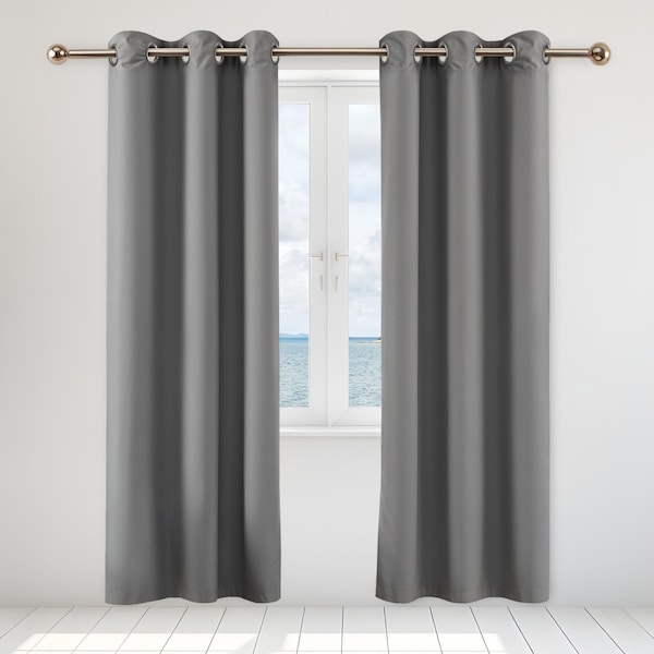 Simple Deluxe 2 Panels Set Blackout Window Curtain for Bedroom, Living Room, Patio Sliding Door, 84 inches Drop T HKCURTBLKOUT4284GRY - main