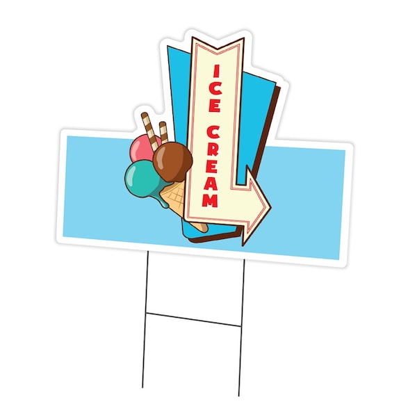 Signmission Ice Cream 4 Yard Sign & Stake outdoor plastic coroplast window, C-DC-1216-Ice Cream 4 C-DC-1216-Ice Cream 4 - main