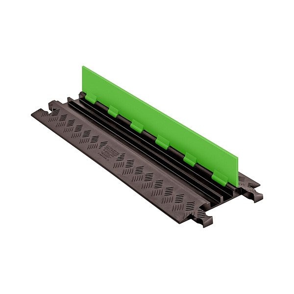 Checkers Hi-Viz Cable Protector, 1-1/4 in H, 38-1/2 in L, 12 in W, 2 Channel, Urethane, Black, Green GD2X75-FLG/B - main