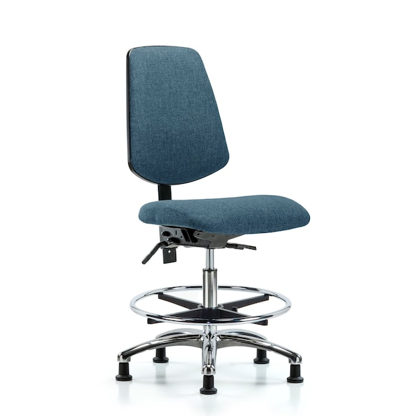 Blue Ridge Ergonomics Fab Med Bench Chair, Bk, CF, Glds, Blu, No Arms, 22" to 29" Height, Blue BR-FMBCH-MB-CR-T0-A0-CF-RG-F43 - main