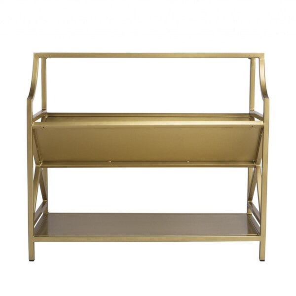 Homeroots 32" Gold Iron and Metal Two Tier Bookcase 389580 - main