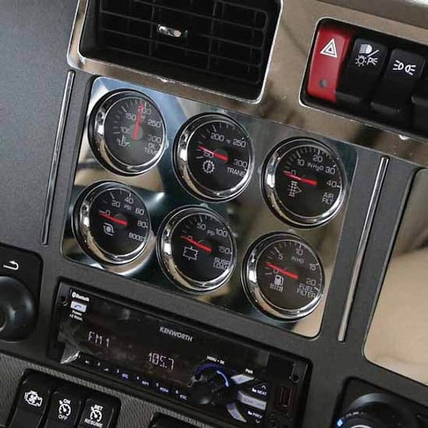 Ilc Replacement For Kenworth W990 Year 2022 Stainless Steel Trim Gauge Cluster Above The Radio WZ-EQWE-E - main
