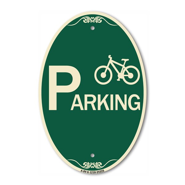 Signmission Bicycle Parking With Graphic, 12 Inch X 18 Inch Architectural Oval, Heavy Gauge Aluminum A-OV-G-1218-24325 - main