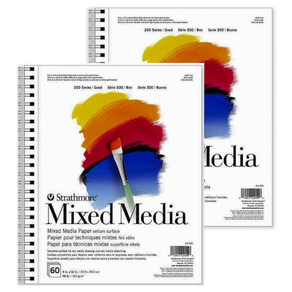 Strathmore 200 Series Mixed Media Pad, 60 Sheet, 9x12 inch, 2PK P22-409 - main