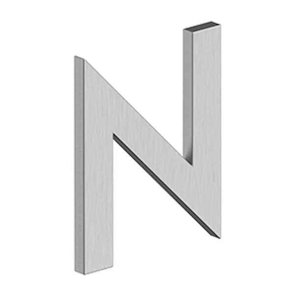 Deltana 4 Stainless Steel House Letter N with Risers Satin Stainless Steel Finish RNBNU32D - main