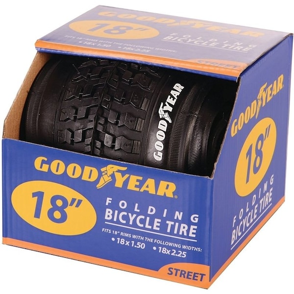 Kent 91054 Bike Tire, Folding, Black, For 18 x 112 to 212 in Rim 91110 - main