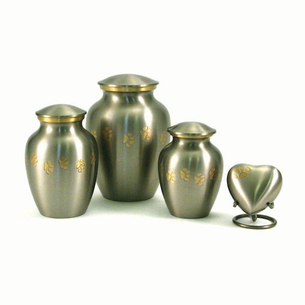 Jorgensen Laboratories Jorvet Petite Pawprint urn, Classic Pewter J0316PPPP - main
